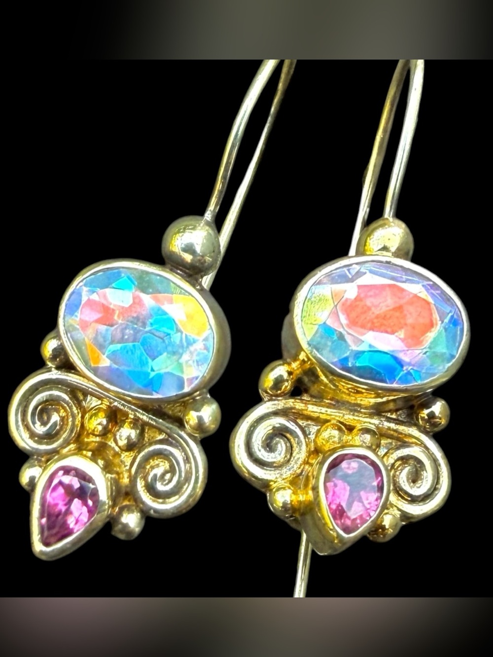 Sajen Mercury Mist Mystic Topaz & Amethyst Vermeil Sterling Silver Drop Earrings